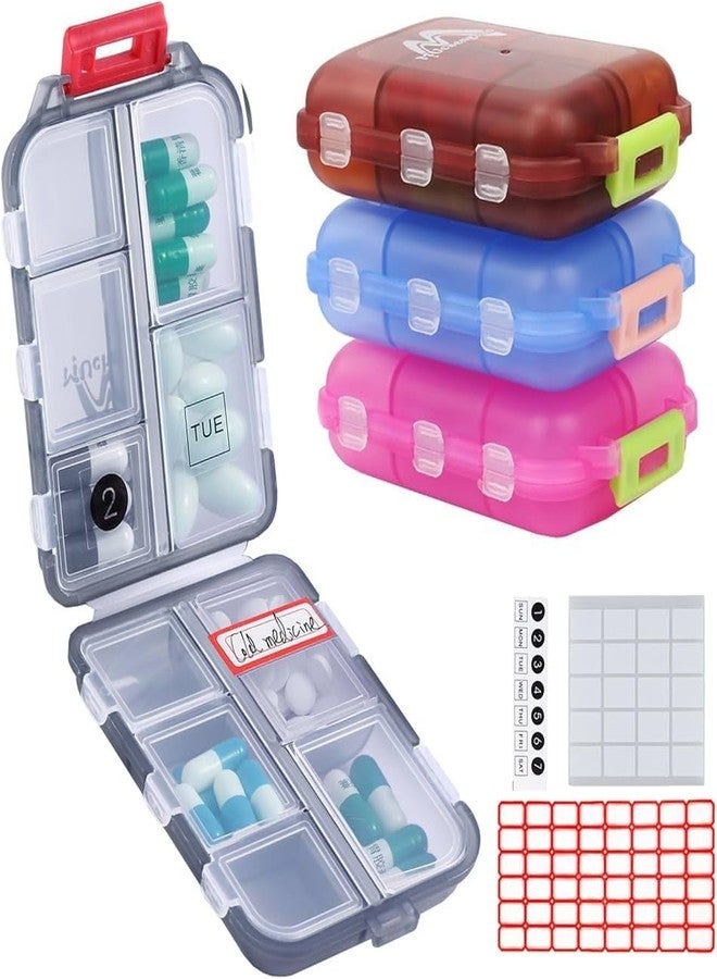 Lumevo Double Layer Pill Organizer - 10-Compartment Weekly Pill Case, Travel Tablet Holder, Medicine Dispenser, BPA-Free, Multicolored (Pack of 1) - Image 2